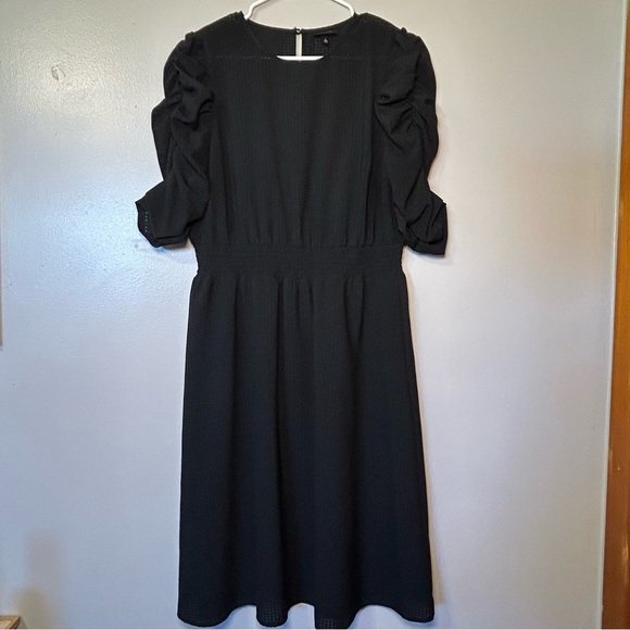 Who What Wear Size L Dress Ruched Puff Balloon Sleeves Gothcore Minimalist Fairy - Picture 1 of 9